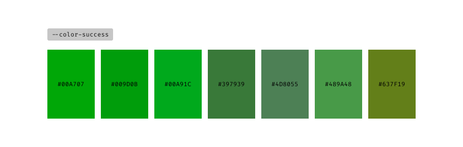 Audit finding — 7 different success green colors found across the product